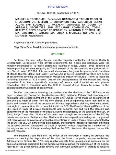 First Division: Synopsis Synopsis .